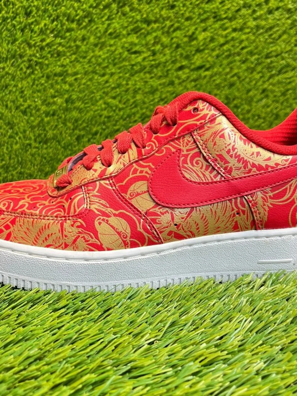 Nikeid Air Force 1 Chinese New Year Mens Size 7 Red Gold Athletic Shoes Sneakers - Picture 3 of 10